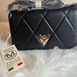 Valentino Orlandi Black Quilted Crossbody Bag